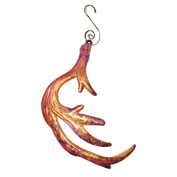 Set of (3) Gold, Pink, & hints of Red Antler Ornaments - Picture 10 of 16